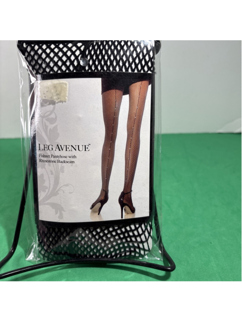Halloween Rhinestone Back Seam-Fishnet Pantyhose -black— 90-160lbs-costume